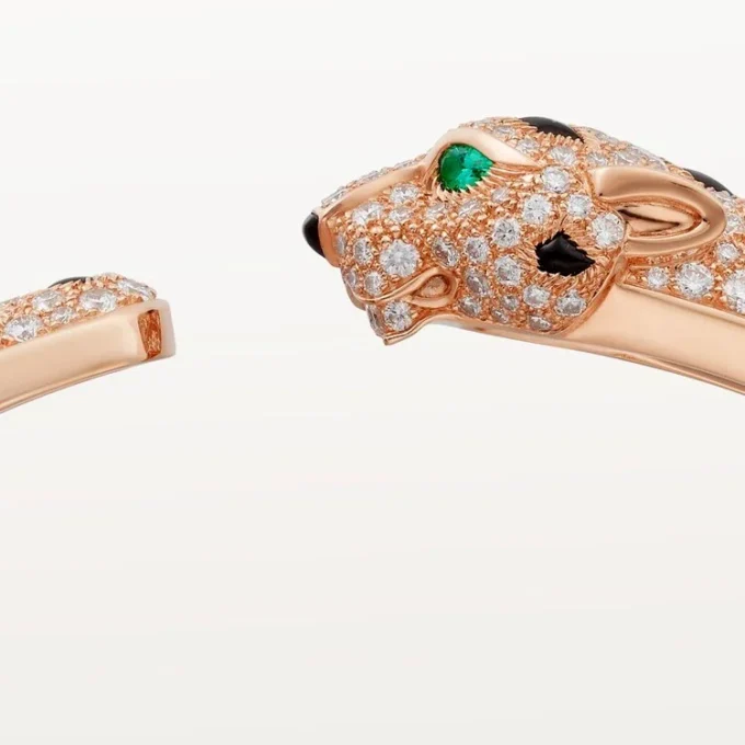 Bracciale Panthere De Cartier, modello medio, semi-pavé