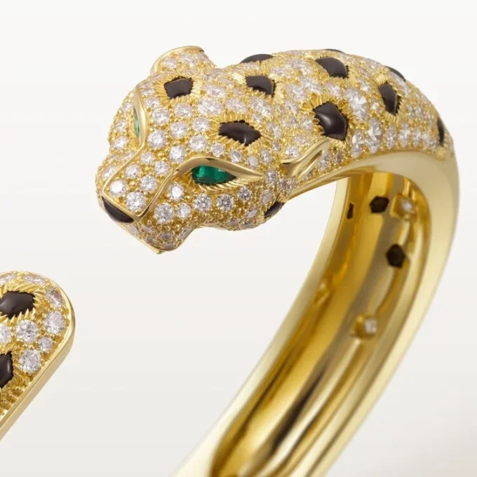 Bracciale Panthere De Cartier, modello medio, semi-pavé