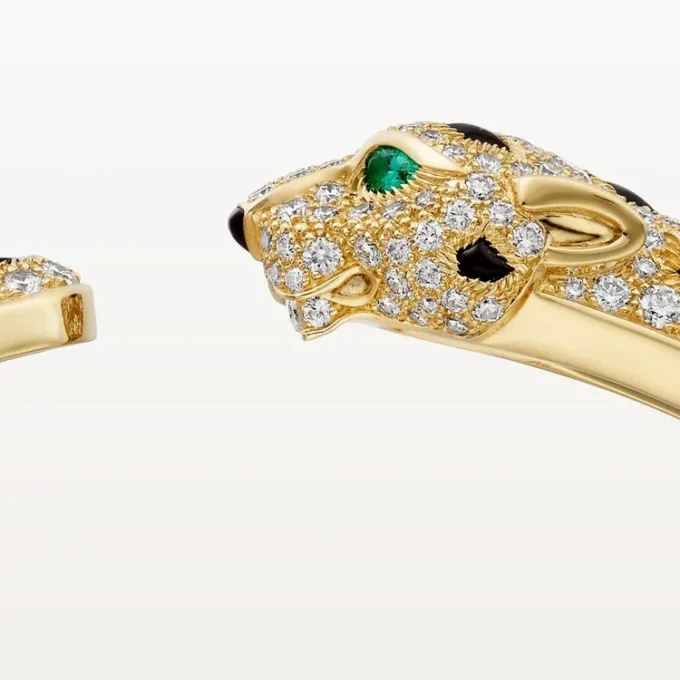 Bracciale Panthere De Cartier, modello medio, semi-pavé