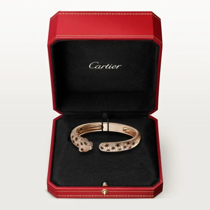 Bracciale Panthere De Cartier, modello medio, semi-pavé