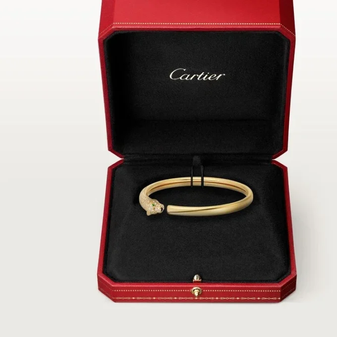 Bracciale Panthere De Cartier, modello piccolo, semi-pavé