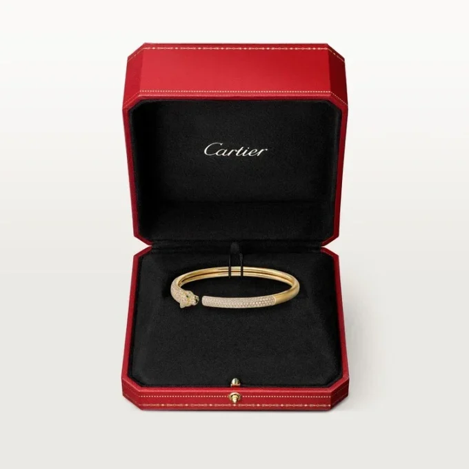 Bracciale Panthere De Cartier, modello piccolo, semi-pavé