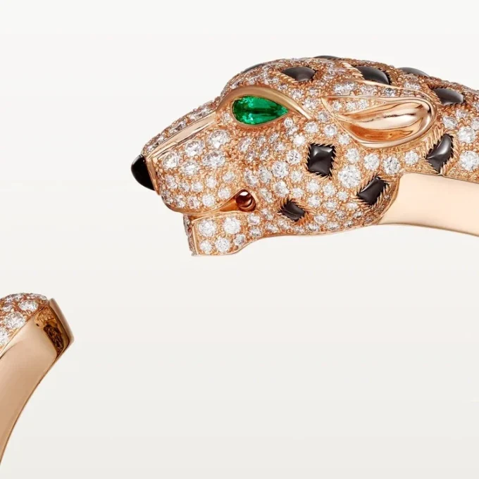 Bracciale Panthere De Cartier, ossidiana, pavé
