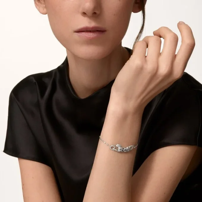 Bracciale Panthere De Cartier, su catena, semi-pavé
