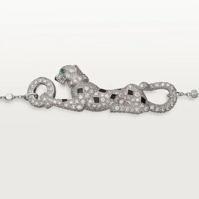 Bracciale Panthere De Cartier, su catena, semi-pavé