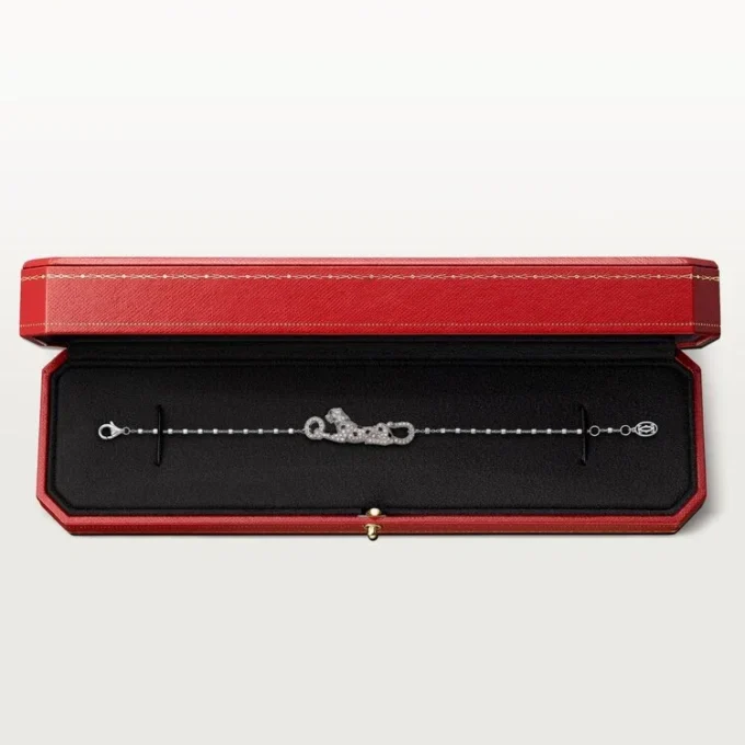 Bracciale Panthere De Cartier, su catena, semi-pavé