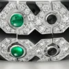 Bracciale rigido Panthere De Cartier, smeraldo, pavé