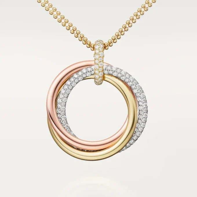 Ciondolo Trinity, modello grande, semi-pavé