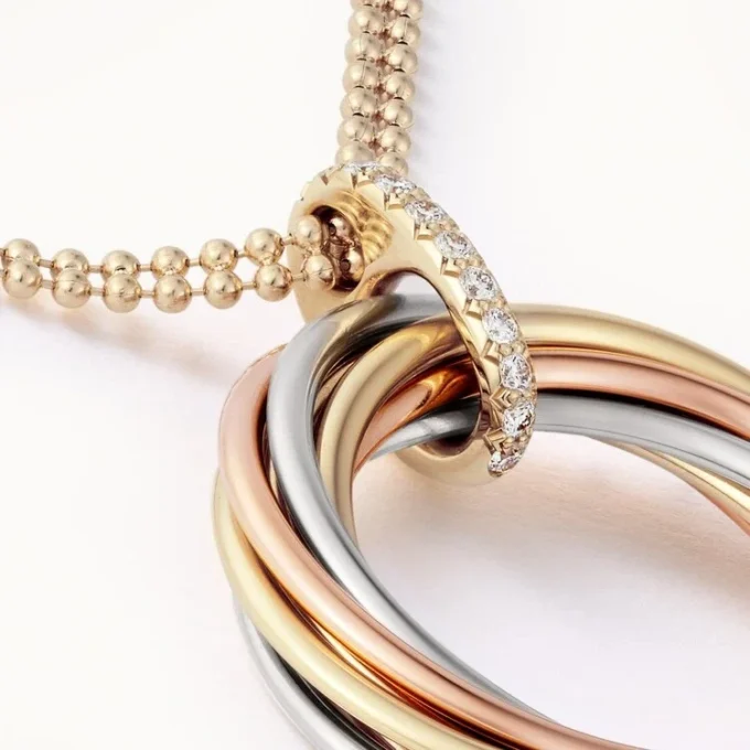 Ciondolo Trinity, sette file, diamanti