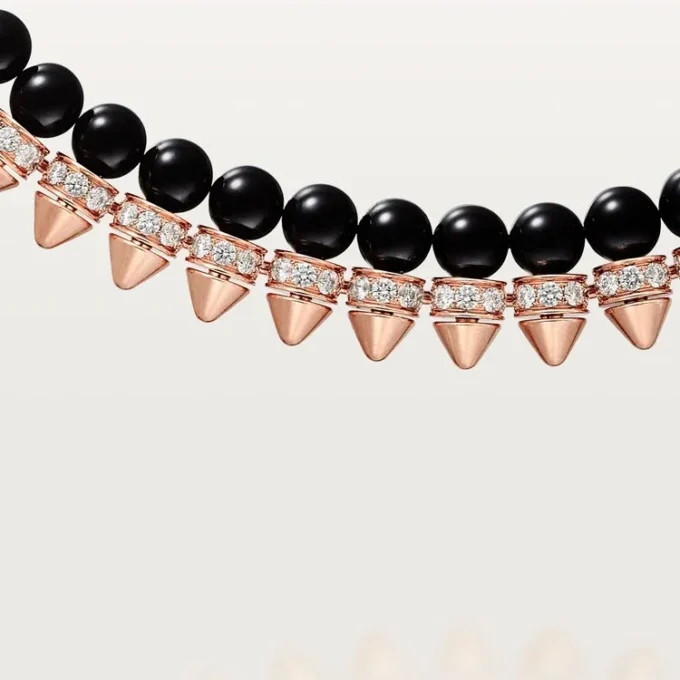 Collana Clash De Cartier, flessibile, onice, modello extra-large, diamanti