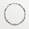 Collana di alta gioielleria – Oro bianco, calcedonio, skarn, turchese, lacca nera, diamanti – Cartier