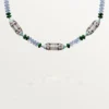 Collana di alta gioielleria – Oro bianco, calcedonio, skarn, turchese, lacca nera, diamanti – Cartier