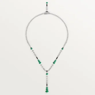 Collana En Equilibre, smeraldo, pavé