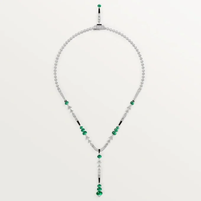 Collana En Equilibre, smeraldo, pavé
