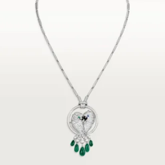Collana Faune Et Flore De Cartier, gocce di smeraldo, pavé