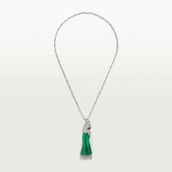 Collana Faune Et Flore De Cartier, perline di smeraldo, pavé