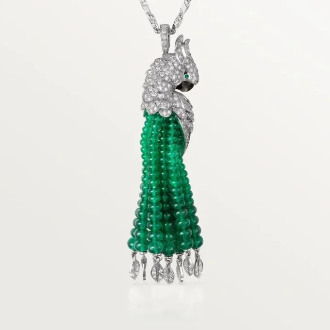 Collana Faune Et Flore De Cartier, perline di smeraldo, pavé