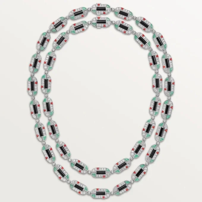 Collana Geometrie & Contrastes, crisoprasio, multi-wear, pavé