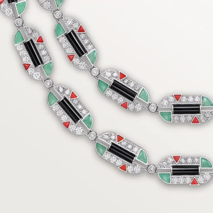 Collana Geometrie & Contrastes, crisoprasio, multi-wear, pavé
