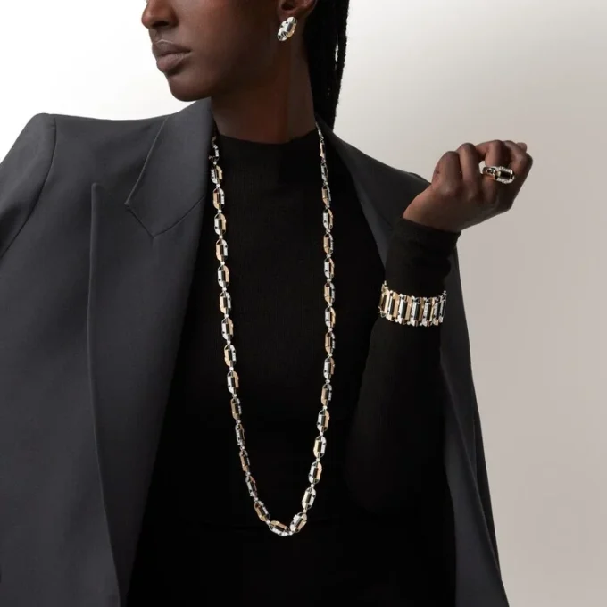 Collana Geometrie & Contrastes, onice, multi-wear, pavé