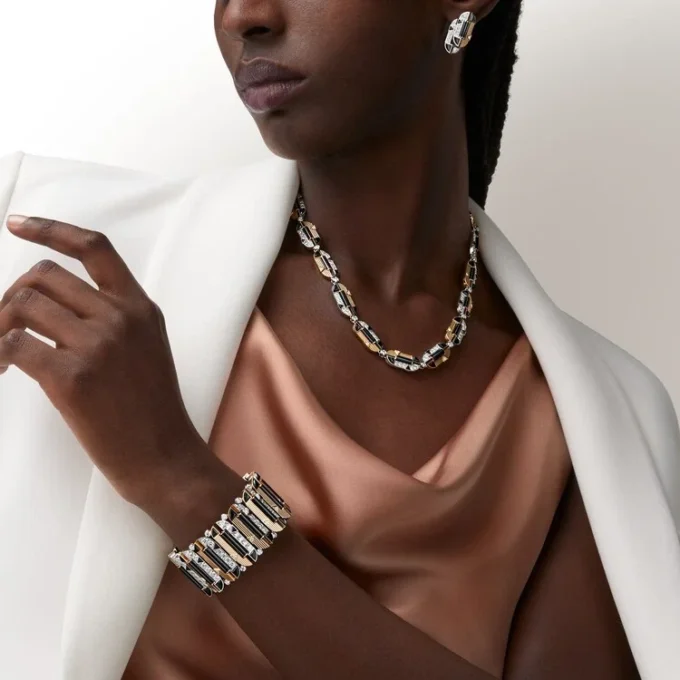 Collana Geometrie & Contrastes, onice, multi-wear, pavé