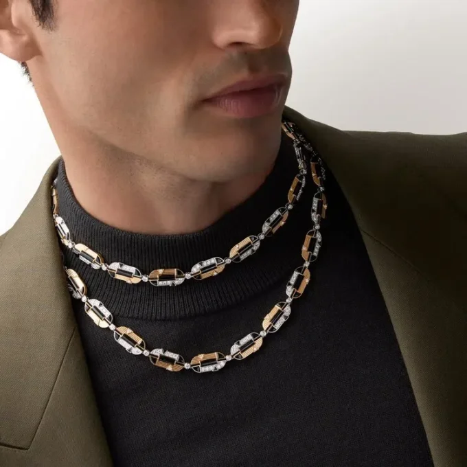 Collana Geometrie & Contrastes, onice, multi-wear, pavé