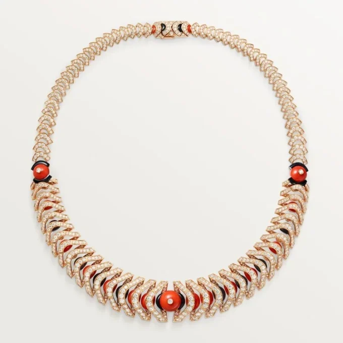 Collana Geometrie & Contrasti, Corallo, Pavé