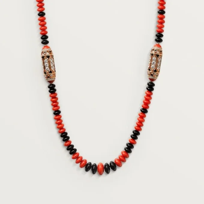 Collana Geometrie & Contrasti, Corallo, Pavé