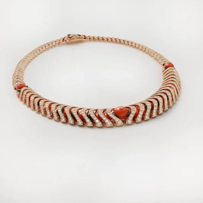 Collana Geometrie & Contrasti, Corallo, Pavé