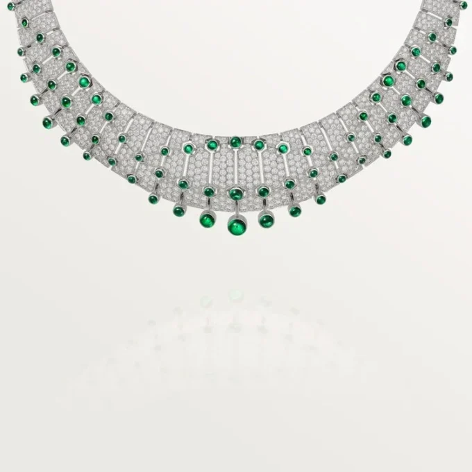 Collana Le Voyage Recommence, smeraldi, pavé