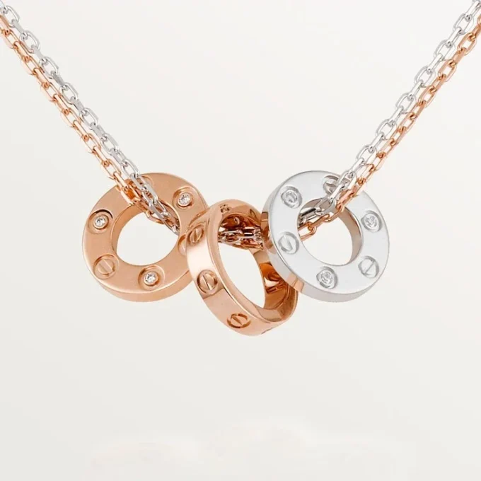 Collana Love, 6 diamanti – Oro rosa, Oro bianco, Diamanti – Cartier