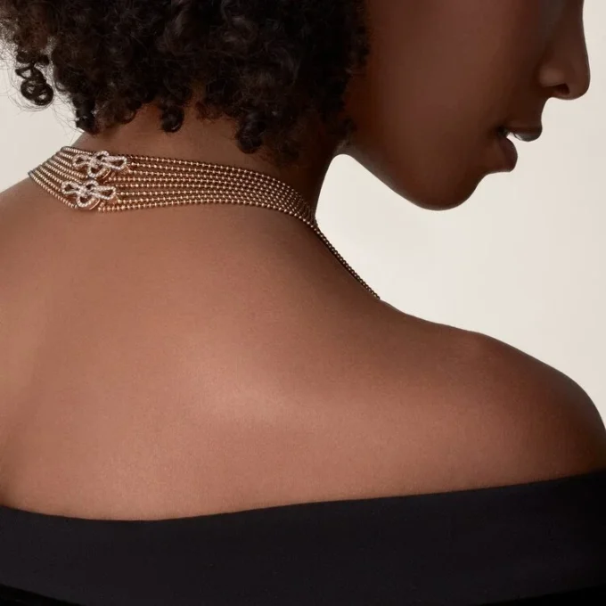 Collana lunga Agrafe, semi-pavé