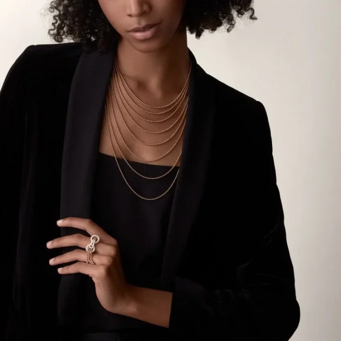 Collana lunga Agrafe, semi-pavé
