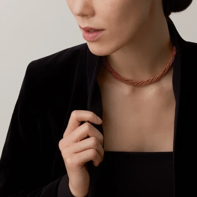 Collana lunga Agrafe, semi-pavé