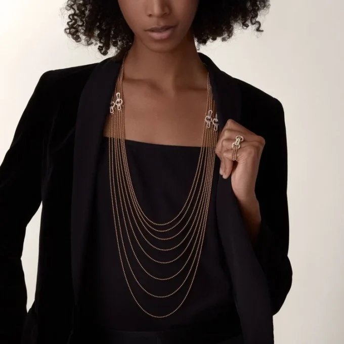 Collana lunga Agrafe, semi-pavé