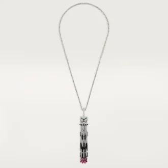 Collana lunga Panthere De Cartier, rubino, multi-wear, modello grande, pavé