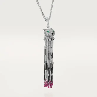 Collana lunga Panthere De Cartier, rubino, multi-wear, modello grande, pavé
