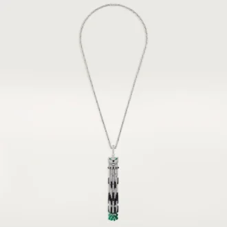 Collana lunga Panthere De Cartier, smeraldo, multi-wear, modello grande, pavé