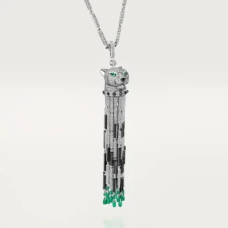 Collana lunga Panthere De Cartier, smeraldo, multi-wear, modello grande, pavé