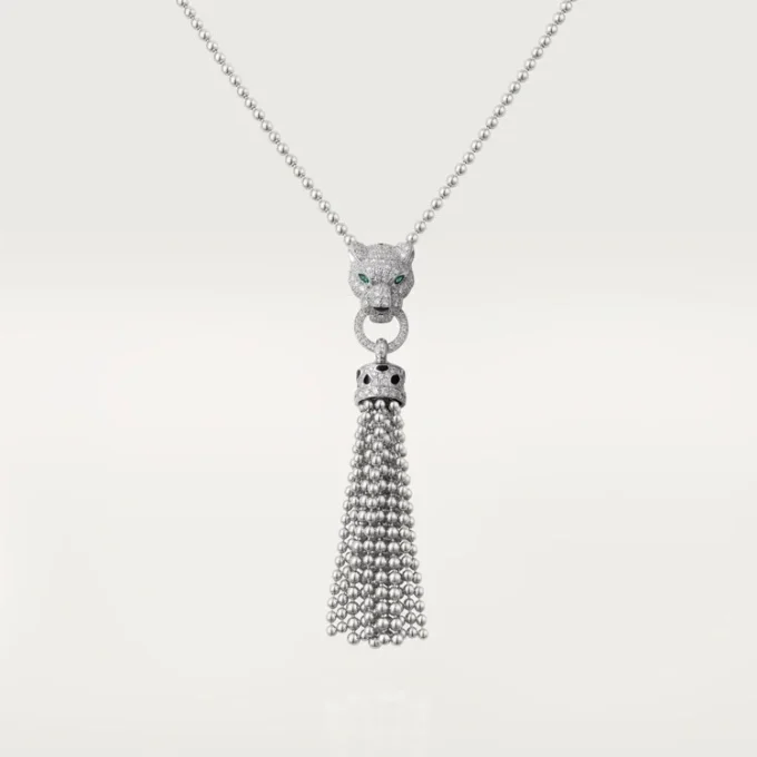 Collana Panthere De Cartier – Oro bianco, lacca nera, smeraldi, onice, diamanti – Cartier