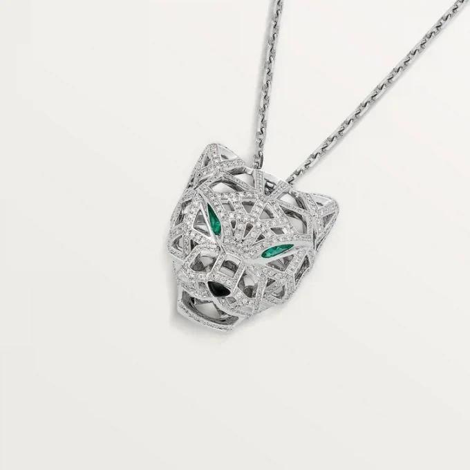 Collana Panthere De Cartier – Oro bianco, smeraldi, diamanti, onice – Cartier