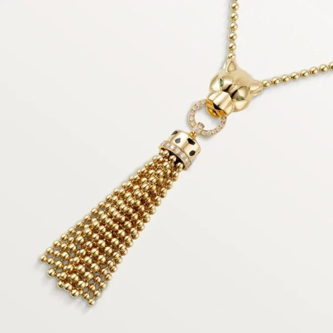 Collana Panthere De Cartier – Oro giallo, lacca nera, granati tsavoriti, onice, diamanti – Cartier