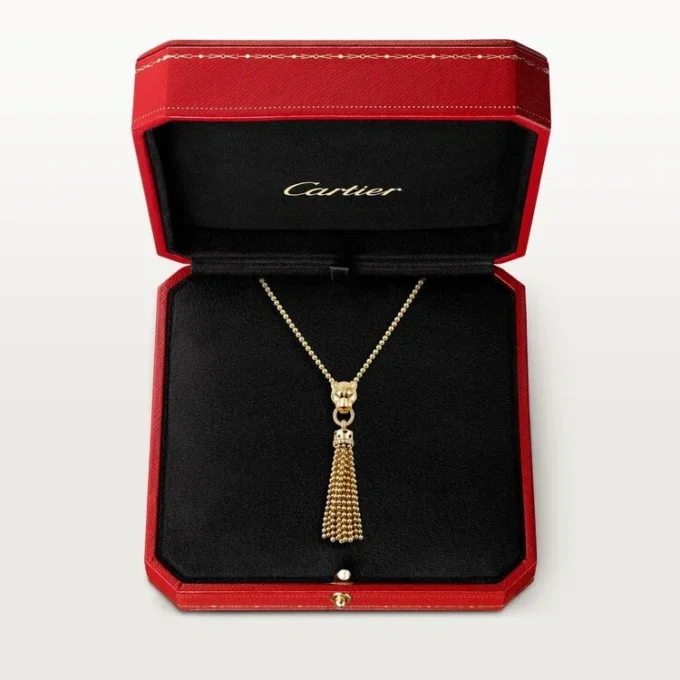 Collana Panthere De Cartier – Oro giallo, lacca nera, granati tsavoriti, onice, diamanti – Cartier