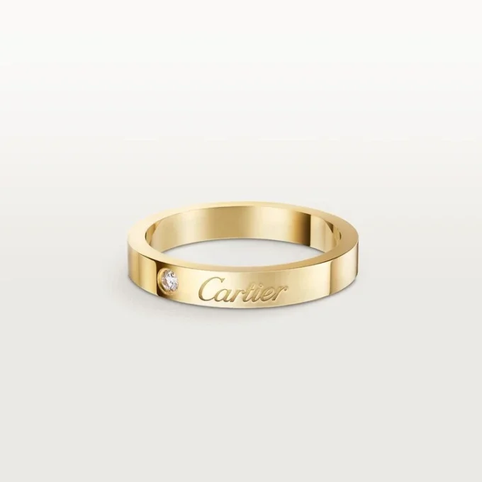Fede nuziale C De Cartier, larghezza 3 mm, 1 diamante