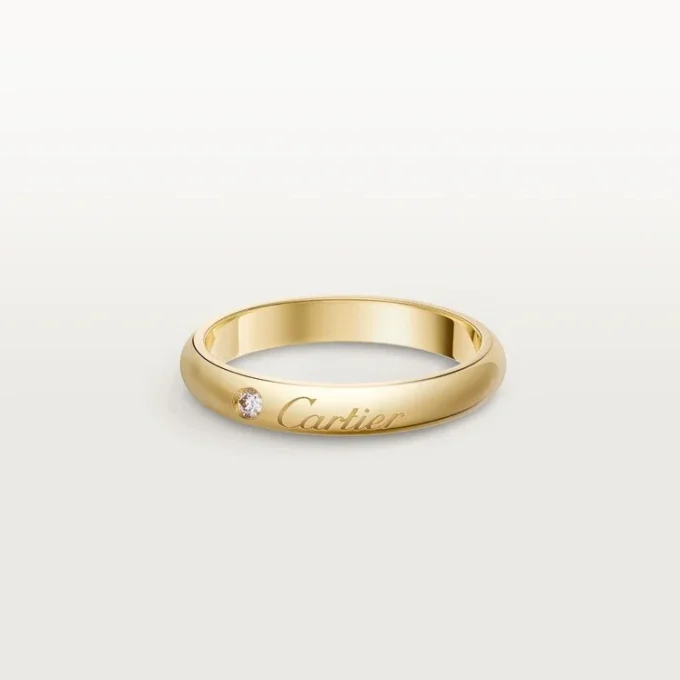Fede nuziale C De Cartier, larghezza 3 mm, 1 diamante