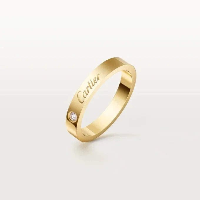 Fede nuziale C De Cartier, larghezza 3 mm, 1 diamante