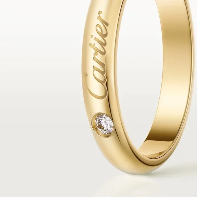 Fede nuziale C De Cartier, larghezza 3 mm, 1 diamante