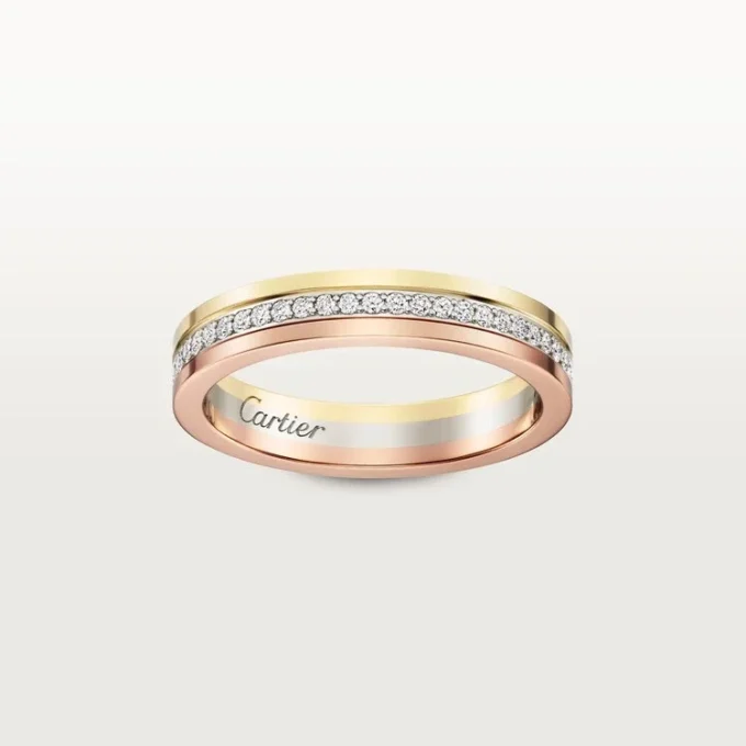 Fede nuziale Trinity – Oro bianco, oro giallo, oro rosa, diamanti – Cartier