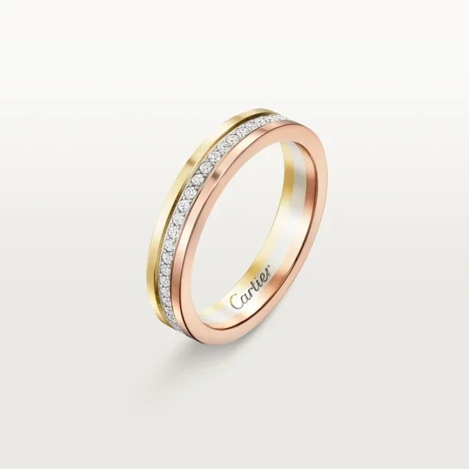 Fede nuziale Trinity – Oro bianco, oro giallo, oro rosa, diamanti – Cartier