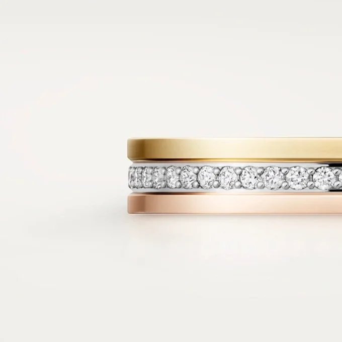 Fede nuziale Trinity – Oro bianco, oro giallo, oro rosa, diamanti – Cartier